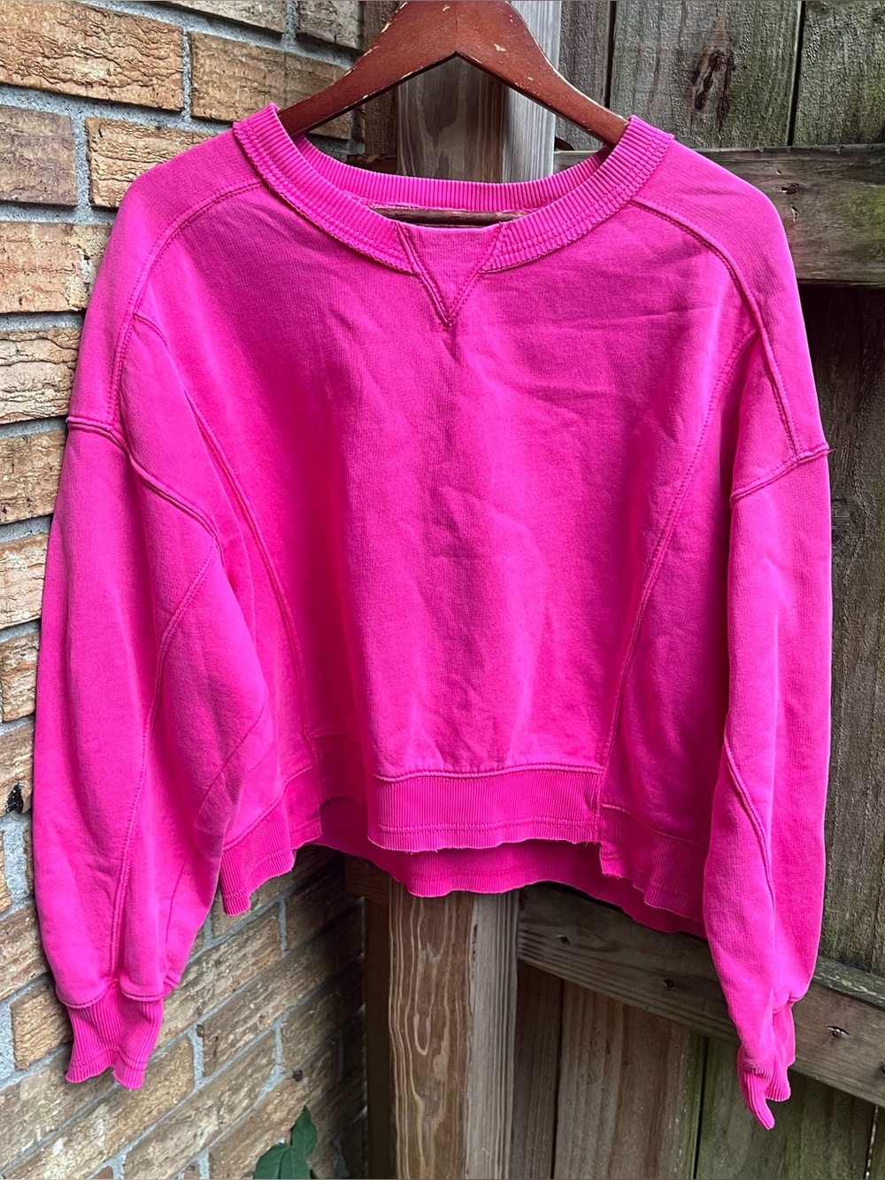 FP Movement by Free People Hot Pink Cropped Crewneck Sweatshirt